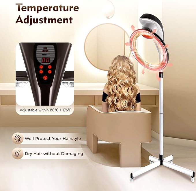 Multifunction Stand Hair Dryer 950W Free-Stand Hair Dryer Color Processor Drying Perming Machine Orbiting Rotating Hair Perm Salon Styling