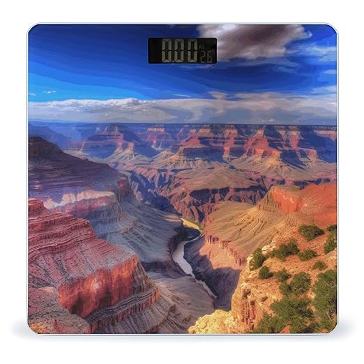 Beauty Grand Canyon Scale for Body Weight Safe Rounded Corners Tempered Glass Digital Bathroom Scale LED Display 400lb Capacity Weight Scales with High Precision Sensors