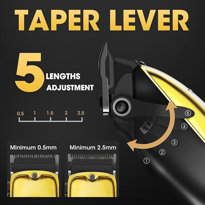 Dumite 4-in-1 Hair Clippers for Men Professional Cordless Barber Hair Cutting Kit T-Blade Trimmer Electric Foil Shaver Nose Hair Trimmer LCD Display Grooming Gift Set (Gold)