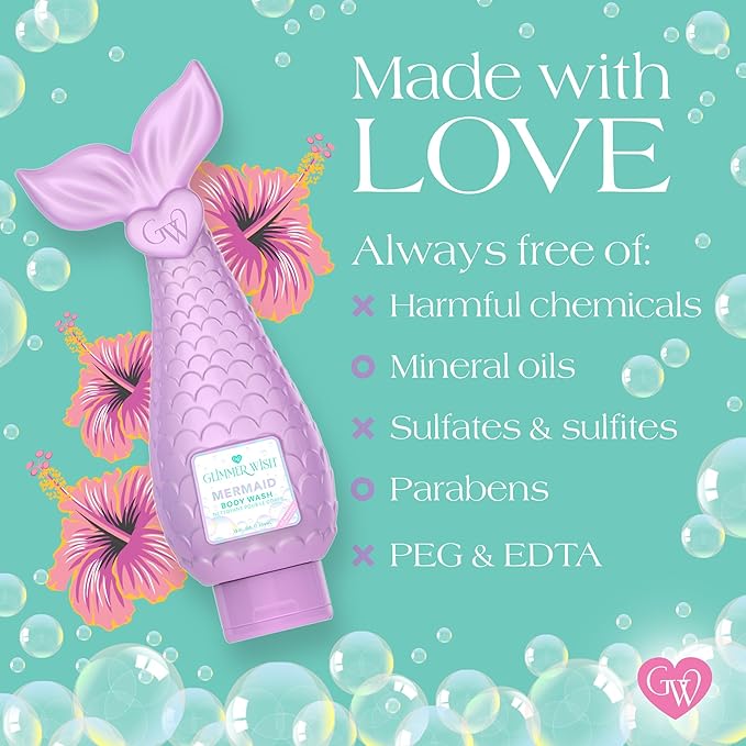 Glimmer Wish Mermaid Body Care Bundle – Shimmering Body Wash &amp Whipped Body Butter | Ocean Breeze Scent | Vegan Cruelty-Free Sulfate-Free Dermatologist Tested