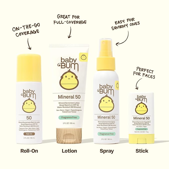Sun Bum Baby Bum Spf 50 Sunscreen Face Stick and Lotion Mineral Uva/uvb Face and Body Protection for Sensitive Skin Fragrance Free Travel Size