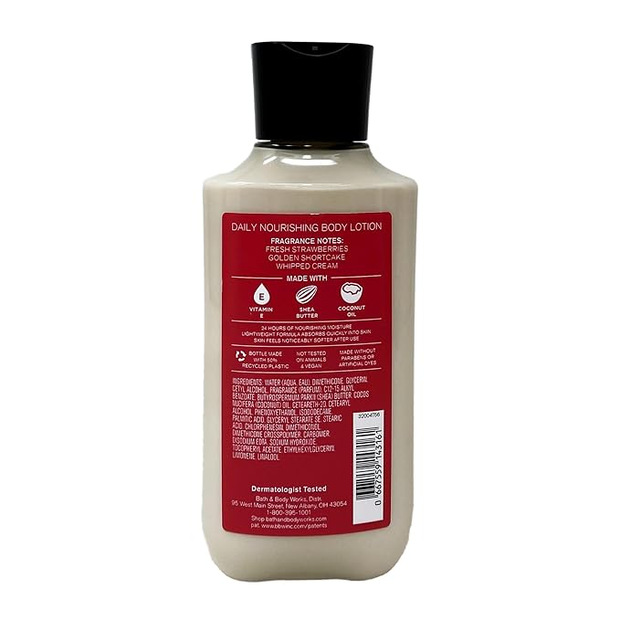Bath &amp Body Works Strawberry Pound Cake - Ultimate Hydration Body Cream Fine Fragrance Mist Body Lotion and Shower Gel - with a Peach Gardenia Bar Soap