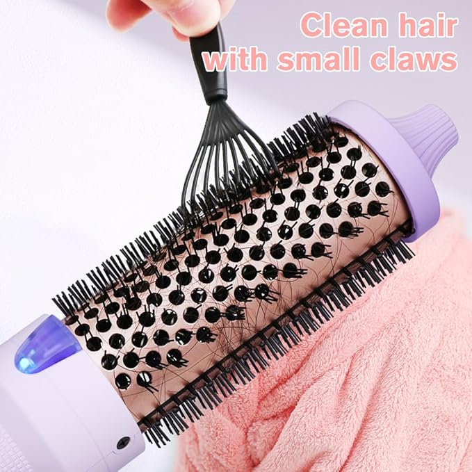 K&ampK 1.5 inch Volumizing Brush Heated Curling Ceramic Tourmaline Ionic Curling Iron Quick Heating Makes Hair Silky Smooth Dual Voltage Travel-Friendly Straightening Round Design (Purple 1.5 Inch)