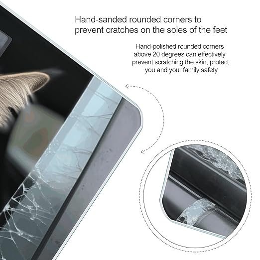 Cat Smashes Glass in Car Digital Bathroom Scale for Body Weight Weighing Scale with Backlit LCD Display High Precision Measurements &amp Measures Weight Up to 180kg