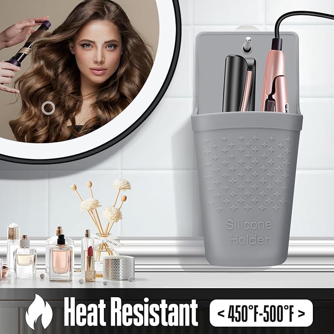 2 Pack Heat Resistant Silicone Hair Iron Mat and PouchPortable Travel Hair Straightener Mat and Holder for Hair Styling Tools.(Gray)