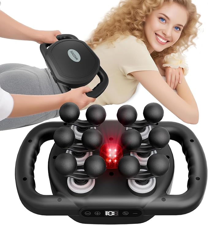 AdamPark 12-Head Deep Tissue Massager Gun Electric Muscle Massager Handheld Massage Gun with 9 Modes Quiet Massager for Back Pain Full Body Muscle Pain Relief Ideal Gifts for Women Men