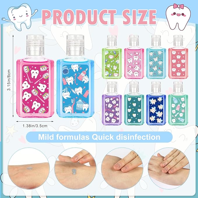 50 Pcs Dental Assistant Mini Hand Sanitizer Bulk Dental Assistants Gift Nurse Appreciation Gift Cute Teeth Small Hand Sanitizer 1fl oz Travel Size Hand Soap for Nurse Week Gifts