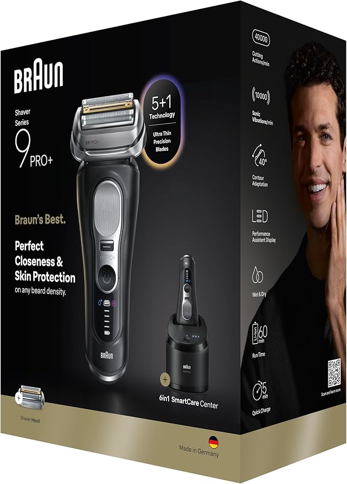 Braun Series 9 PRO+ Electric Shaver Pro SensoAdapt 6in1 SmartCare Center Wet &amp Dry Razor 9660CCPS Black