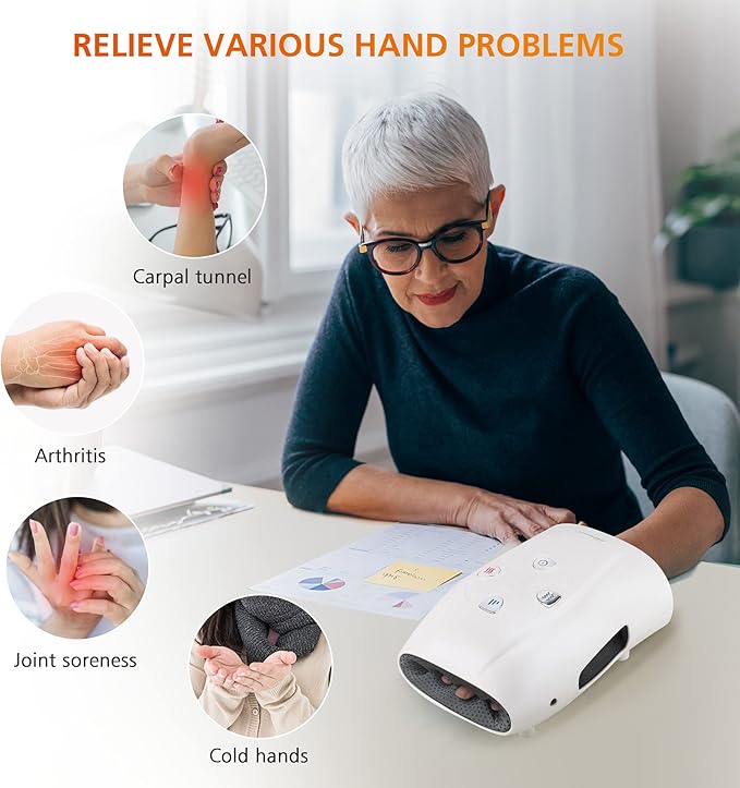 Snailax Hand Massager with Heat &amp Foot Rest Under Desk at Work