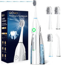 Electric Toothbrush with Water Flosser 3 Sonic Modes 5 Flossing Speeds with 3 Brushes + 1 Nozzle Portable Flossing Toothbrush Combo for Adults Teeth Cleaning Kit for Plaque RemovalWhite