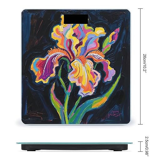 Digital Bathroom Scale for Body Weight Scale with Bright LCD Display High Accuracy Step-On Technology Auto On/Off Watercolor Flowers Digital Scales 400 Lbs /180kg