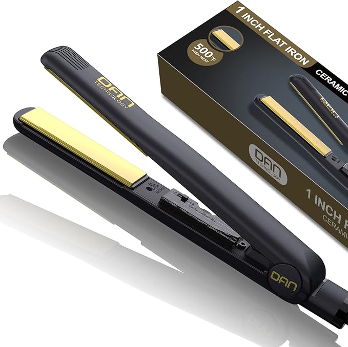 500 Degree Ceramic Dual Voltage Adjustable Temperature 1 inch Flat Iron - 2 in 1 Portable Straightener for Thick Hair