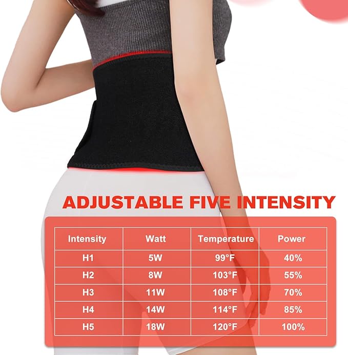 New Cordless Red Light Therapy Belt for Pain Relief Near Infrared Therapy Wrap Pulse Therapy for Back Pain Relief