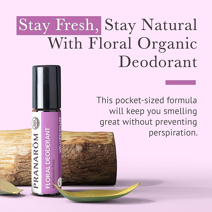 Pranarom - 2 Pack - Floral Deodorant Roller 8ml EACH- Organic Neutralizing Odor All Natural Solution