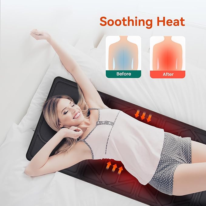 Full Body Massage Mat Pad for Bed Massage Chair Pad with 10 Vibration Motors &amp 5 Massage Modes Vibrating Heating Massage Mattress Pad for BackMassager with Auto Shut Off Gift for Men Women
