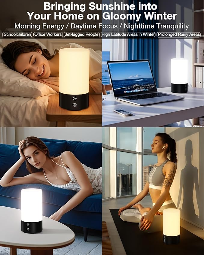 Light Therapy Lamp 10000 Lux Sun Lamp UV-Free with 3 Color Temperatures 4 Brightness &amp Timer Remote Control Sunlight for Home Office Shift Worker
