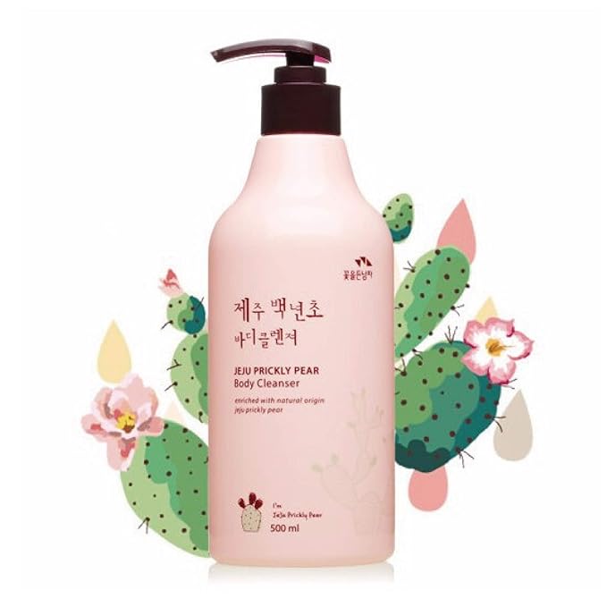 1 PC Prickly Pear Skin Cleanser Moisturizing Purifying Relieving Dry Bath Cleanser Shower Gel Skin Wash 500ml Pink