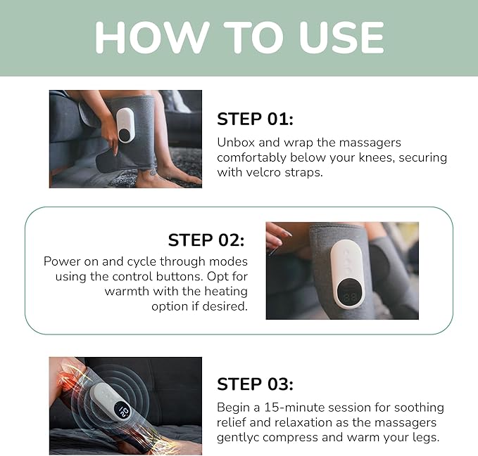 nooro 3-in-1 Leg Massager - Advanced System - Support for Legs and Feet Discomfort Helps with Muscle Stiffness Stimulates Natural Calf Wellness