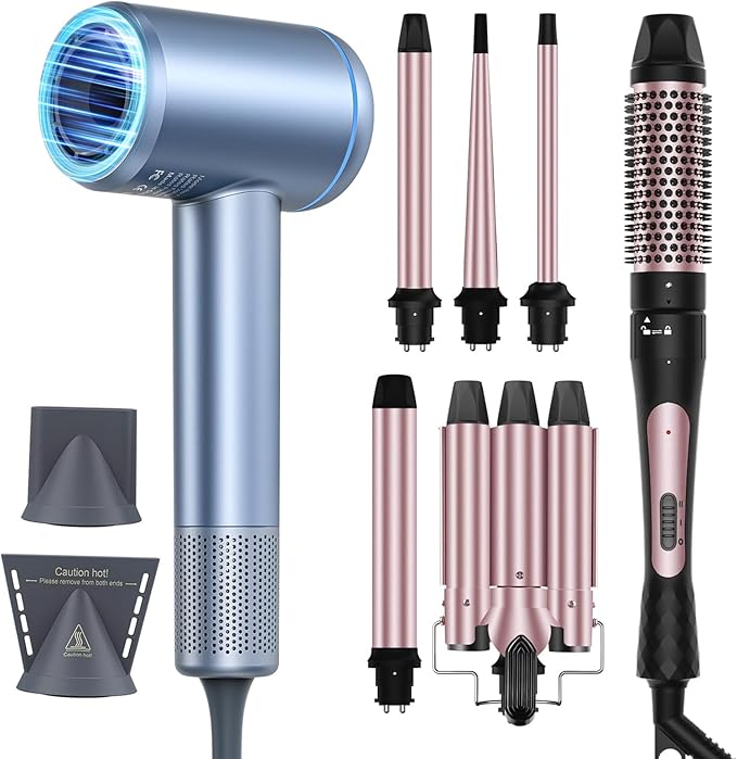 Professional Hair Dryer and 6 in 1 Curling Iron