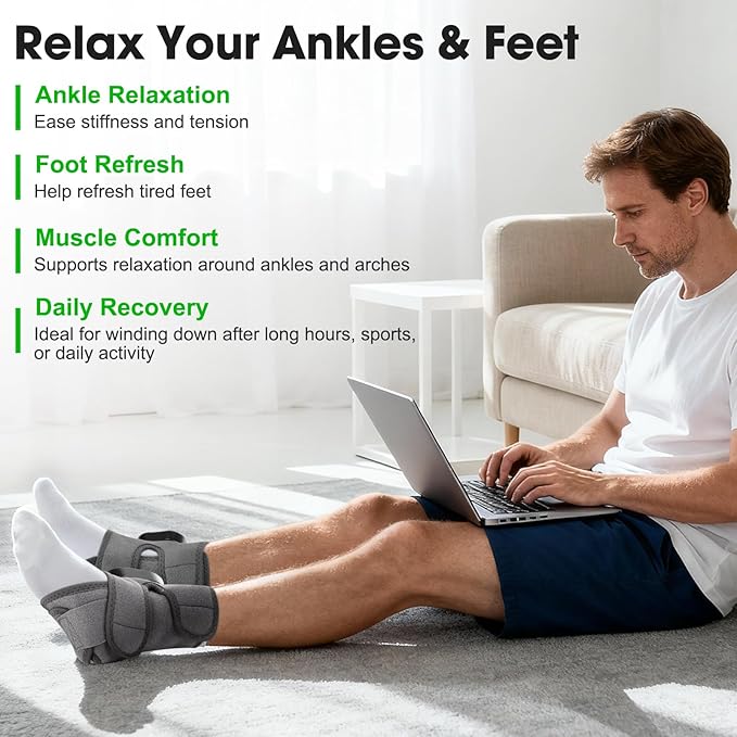 2 Pack Cordless Ankle and Foot Massager Ankle Massager for Pain Relief Feet Massager Ankles Heating Pad Foot Heating Pad Heating Pads for Ankles Feet Pain Relief Grey
