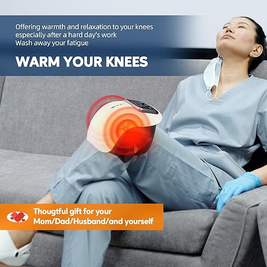 IeBilif Cordless Knee Massager Heat and Vibration Heated Knee Massager Large LED ScreenGift for BirthdayGift for Husband Mom Dad