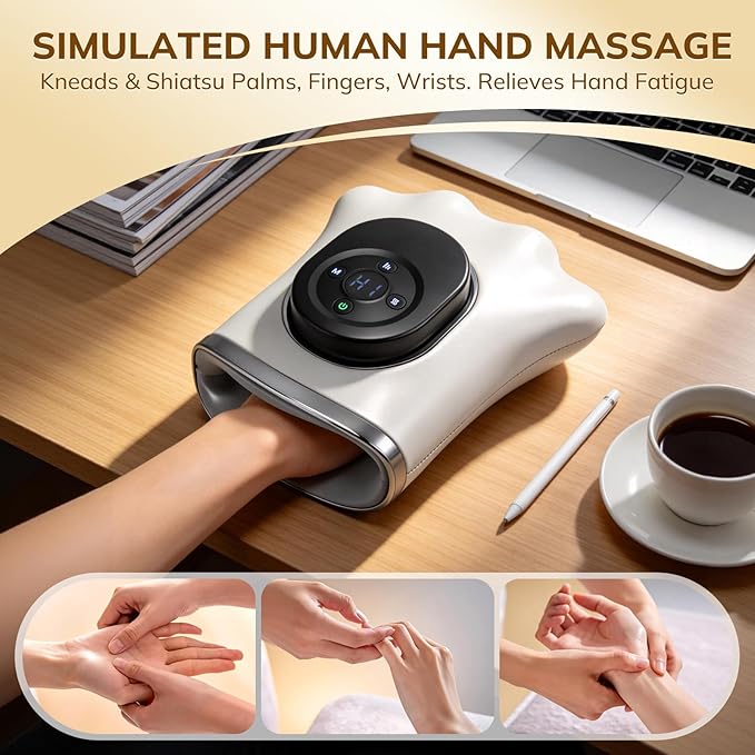 VARIPOWDER Hand Massager with Heat and Compression Cordless Hand Massager for Arthritis and Carpal Tunnel Finger Massager Gifts for Women Men