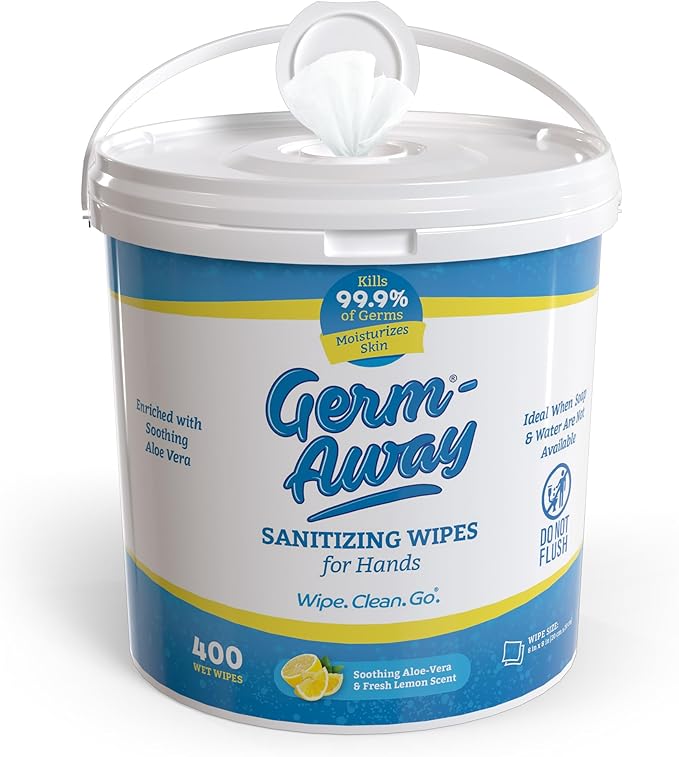 Hand Sanitizer - 400 Count Antibacterial Wipes Lemon Scent Hand Sanitizing Wipe with Aloe Vera Bulk Antibacterial Hand Wipes Economy Size Sanitizer (Pack of 4)