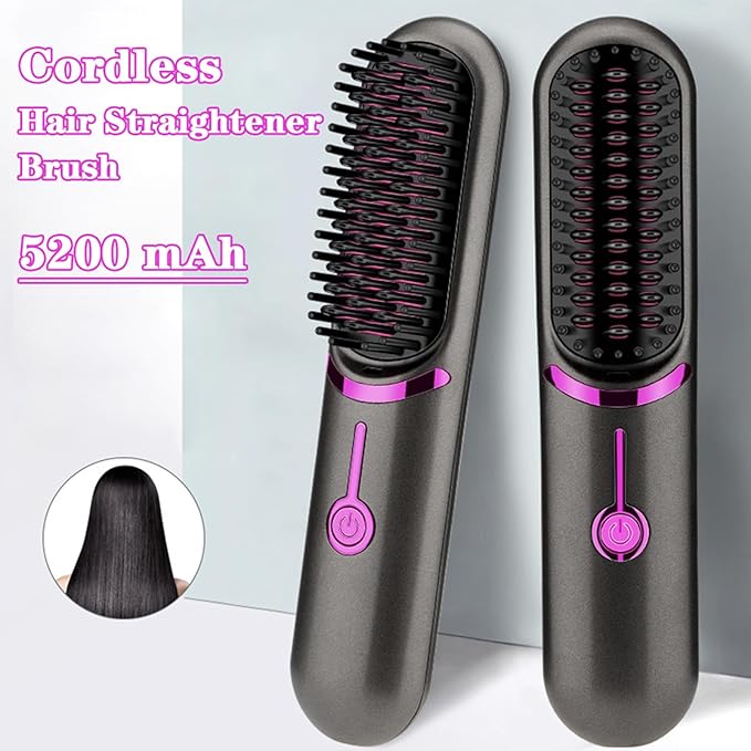 Hair Straightener Fast Heating Cordless Curling Comb for Travel Straightener Portable Anti-Frizz Styling Straightener for Salon Home Barbershop