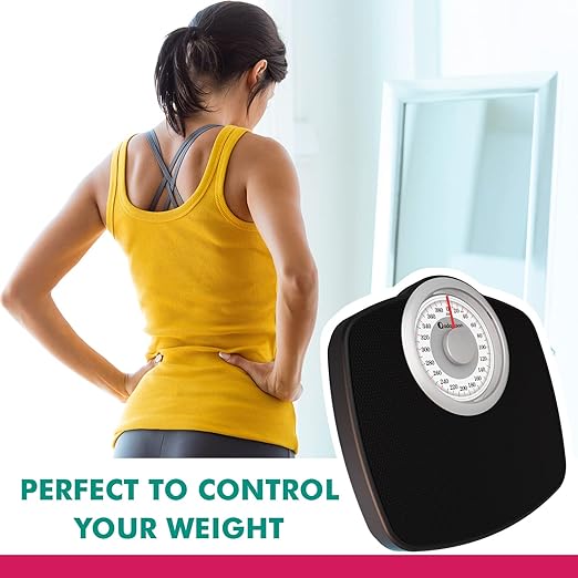 Adamson A25W Scales for Body Weight - Up to 400 LB - 5.3 Dial on 12.4 x 10.2 Platform - Anti-Skid Rubber Surface - High Precision Bathroom Scale Analog - Durable with 20-Year Assurance - White