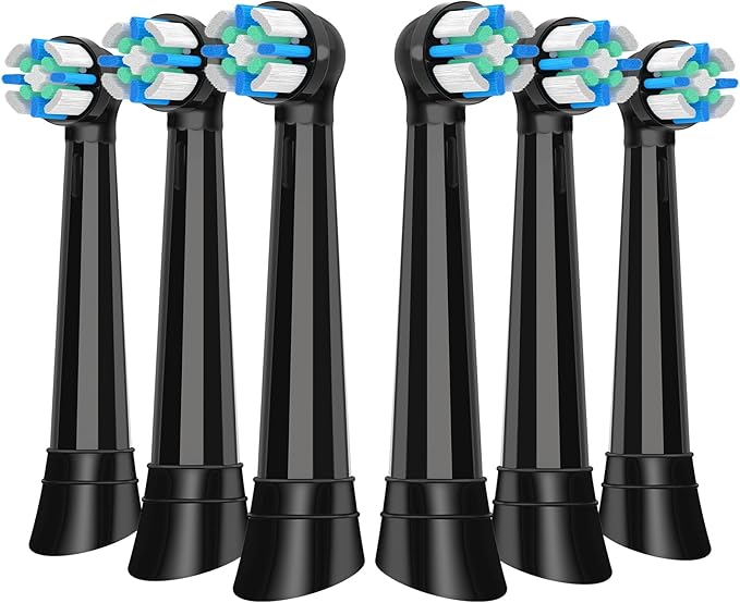 6 Pack Replacement Heads with Medium Soft Bristles Compatible with Oral b IO 2/3/4/5/6/7/8/9/10 Series Electric Toothbrush IO Brush Heads Compatible with Oral b (Black)