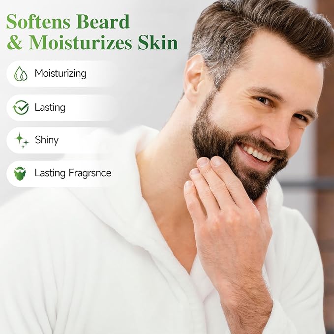 Beard Balm 5% Concentration Biotin Beard Balm for Men (2 oz) - Natural Mens Beard Oil with Castor OilArgan Oil Jojoba Oil and VitaminThickening for BeardBeard Growth Softener