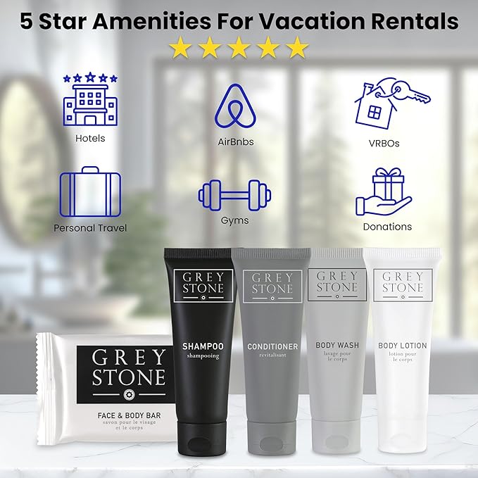Grey Stone Hotel Body Wash Tubes Travel Size Bulk Amenities 1 oz Case of 150