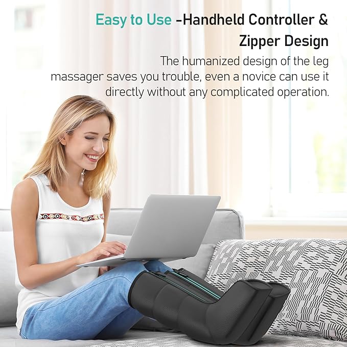 QUINEAR Leg Massager for Circulation and Pain Relief Heating Leg Compression Massager with 3 Modes Foot and Calf Massager with 3 Intensities 3 Heats - Gift for Mom and Dad