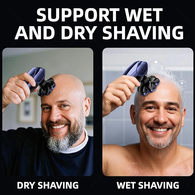 Head Shavers for Bald Men Bald Men's Head Shaver - Wet &amp Dry Use Suspension Shaving System Detachable Magnetic Head USB Fast Charge &amp Digital Display Ideal Gift