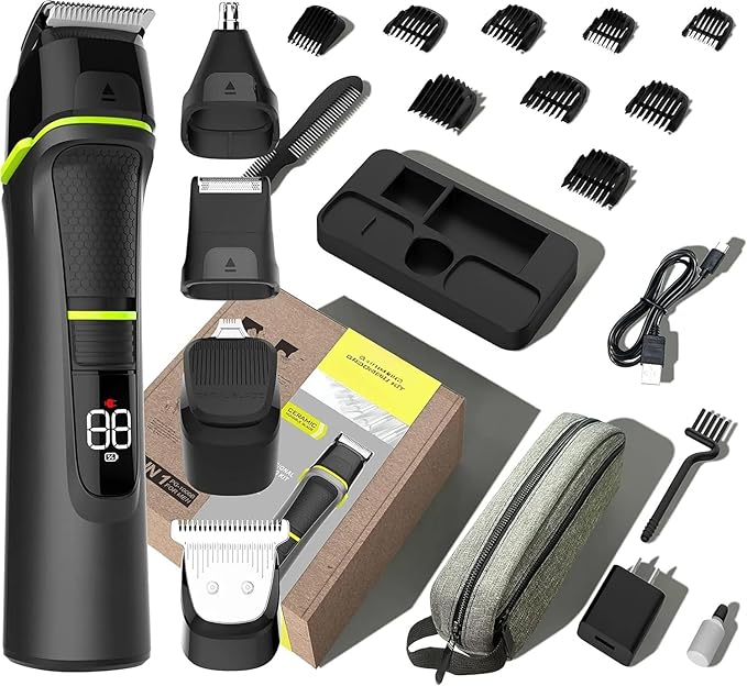 Beard Trimmer for Men Electric Trimmer and Shaver 14 in 1 Wet/Dry Waterproof USB Type-C Professional Hair Clippers Mustache Trimmer Body Nose Ear Face Trimmer Gifts for Men