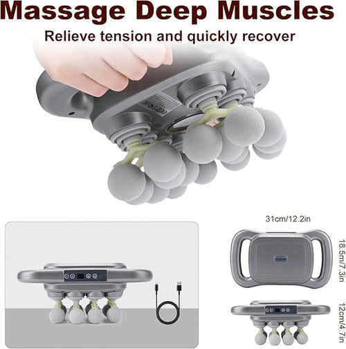 16-Head Massage Gun for Muscle Massage Featuring 9 Modes &amp 9 Speed Settings for Neck Shoulders Buttocks and Legs (Dark Grey)