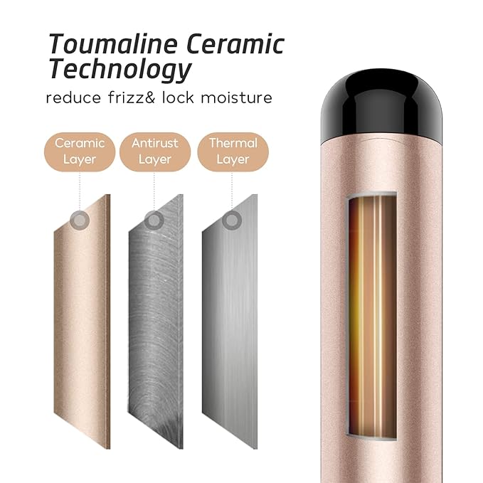 Hoson 2 Inch Curling Iron Large Barrel Long Barrel Curling Wand Dual Voltage Ceramic Tourmaline Coating with LCD Display Glove Include