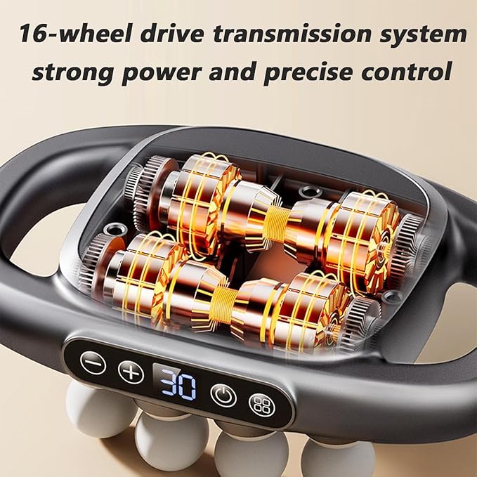 Massager Set 16-Head Massage Gun Deep Tissue Body Muscle Pain Relief Adjustable Red Light Muscle Tool for Back Shoulders Legs Foot Body