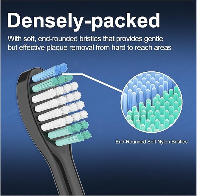Replacement Brush HeadsCompatible for Aquasonic Black Series Pro Vibe Duo Electric Toothbrush Refill Nylon Bristles(10pcs Black)