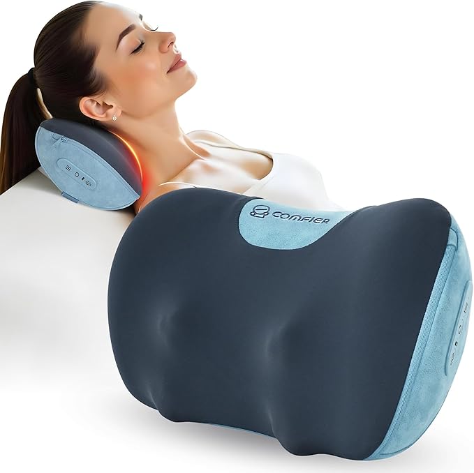 COMFIER Shiatsu Neck and Back Massager with Heat Neck Massager Pillow with 3D Kneading Deep Tissue Cordless &amp Portable Soothes Muscle Tension at Home Office TravelIdeal for Men &amp Women
