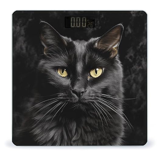 A Black Cat on A Black Background Smart Scale for Body Weight Accurate Bathroom Scale with LED Display Digital Weight Scales Weighing Machine High Precision Scales for Bath Home
