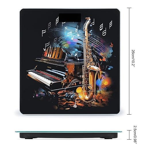 Digital Bathroom Scale for Body Weight Scale with Bright LCD Display High Accuracy Step-On Technology Auto On/Off Saxophone and Piano Digital Scales 400 Lbs /180kg