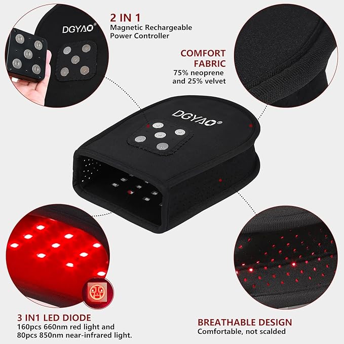 Infrared Light Therapy Gloves Hand Pain Relief with Finger Flexibility - Deep Penetration Red Light Therapy Gloves for Hands Wrist &amp USB-C Fast Charge