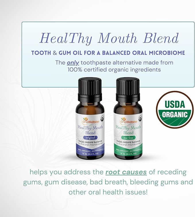 OraWellness Healthy Mouth Blend Organic Tooth Oil Flouride Free Made in the USA Toothpaste &amp Mouthwash Alternative Natural Rinse for Healthy Teeth &amp Gums for Women Men and Kids Pack of 3
