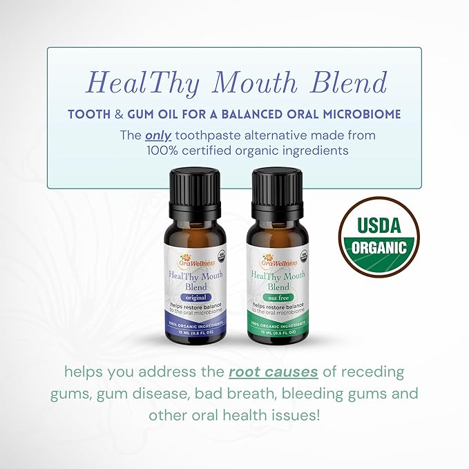 OraWellness Healthy Mouth Blend Tooth Oil 3 Pack + BrushEco Bamboo Toothbrush with 3 Rows