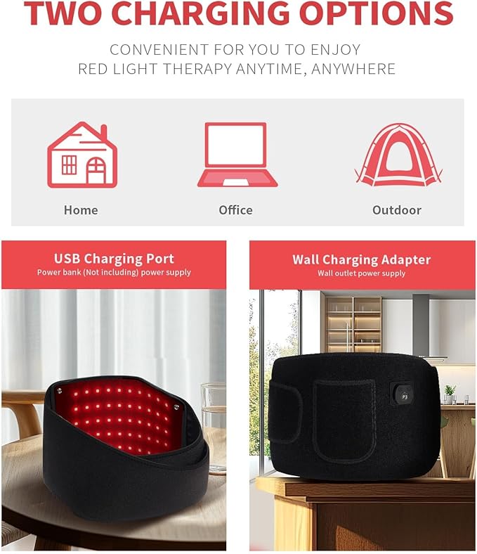 Red Light Therapy Belt for Body Wearable Near Infrared Light Therapy 660nm &amp 850nm 3-in-1 Bead Fatigue Pain Relief &amp Muscle Recovery Gifts for Women Men