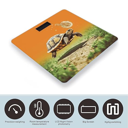 Tortoise Turtle Jumping Bathroom Scale Large LCD Backlight Display Digital Scale Rounded Corners Body Scales Automatic Power On/Off Bathroom Scales for Home Bedrooms