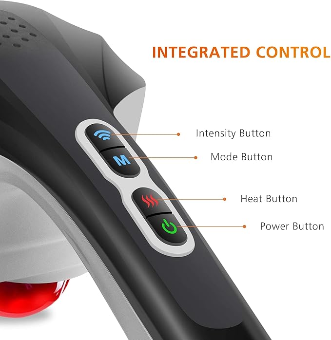 Snailax Cordless Handheld Back Massager with Heat Deep Tissue Percussion Massager 3 Sets of Dual Pivoting HeadsRechargeable Hand Held Massager for NeckBack ShoulderCalfLegs