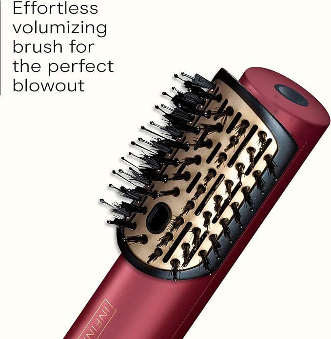Infiniti PRO CONAIR 5-in-1 Hair Drying Wand Straightener and Styler Ionic All-in-One Digital Motor Blow Dryer Includes 4 High-Performance Attachments Cherry Red