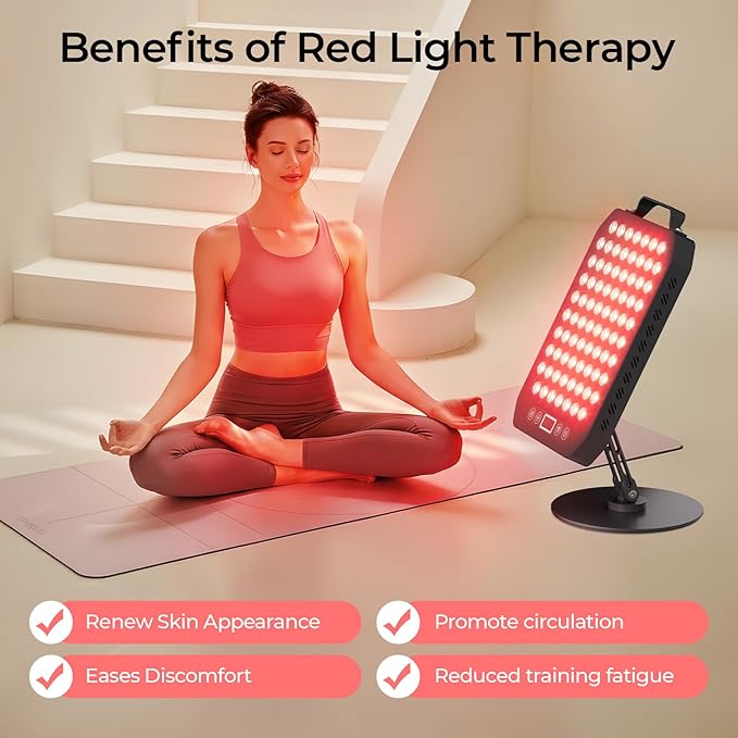 Red Light Therapy Panel for Face and Body 78 LEDs Dual Chip 660nm Red Light &amp 850nm Near Infrared Light Device with Rotatable Stand and Magnetic Remote for Skin Sleep Athletic Performance